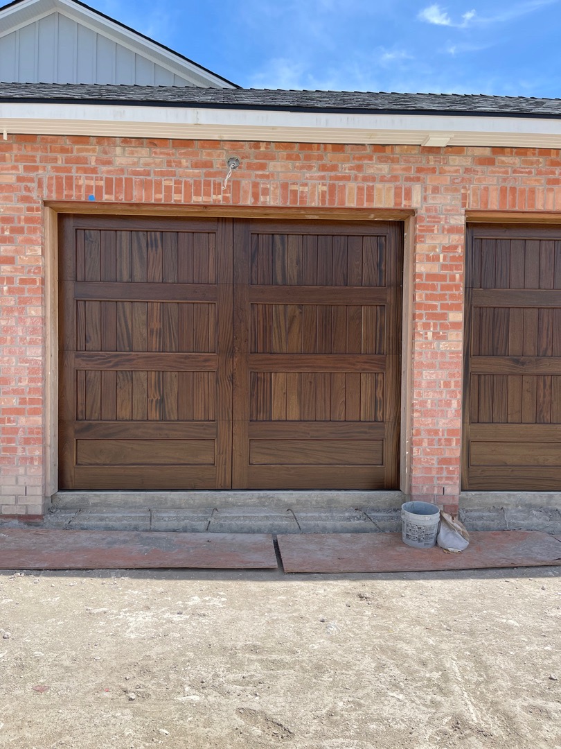 10x8 Mahogany Paneled Garage Door Installation Fort Worth, Texas