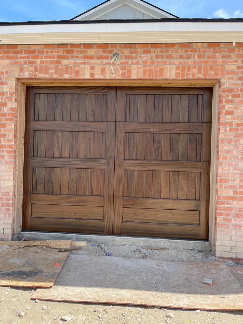 10x8 Mahogany Garage Door Installation Fort Worth, Texas