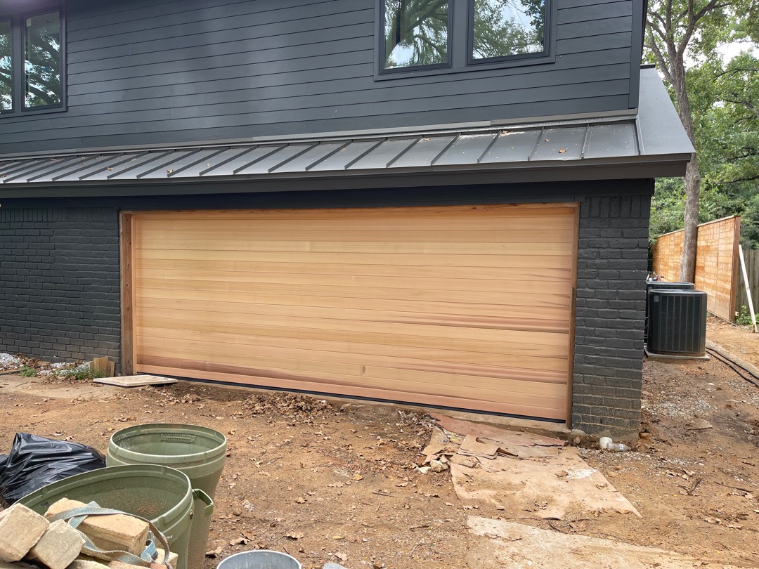 18x8 clear cedar horizontal plank garage door