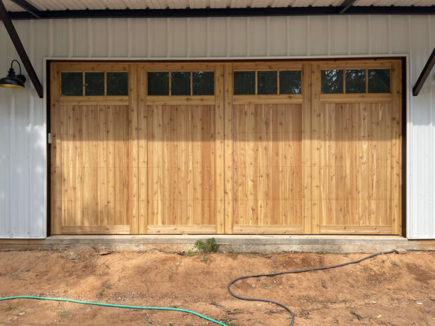 18x9 cedar barndominium garage door