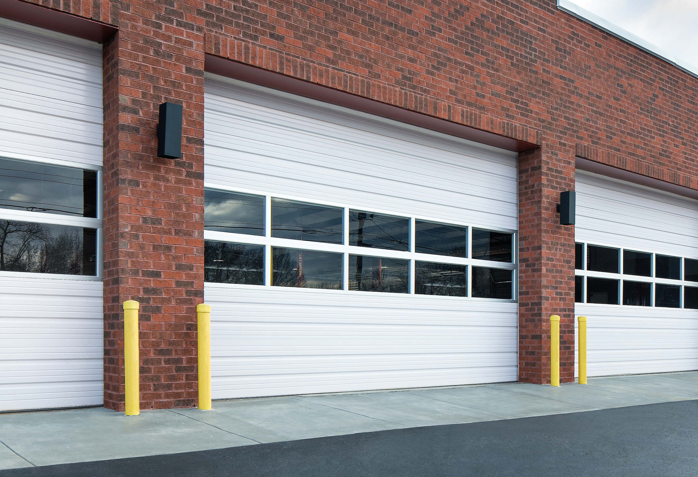 Sleek garage door with windows