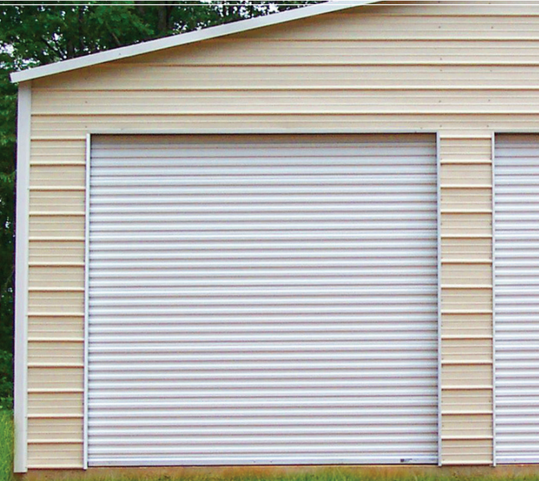 A Janus International Model 1000 roll-up door installed on a storage facility