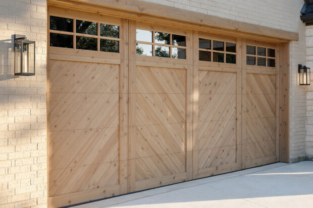 double 18x8 cedar chevron garage door