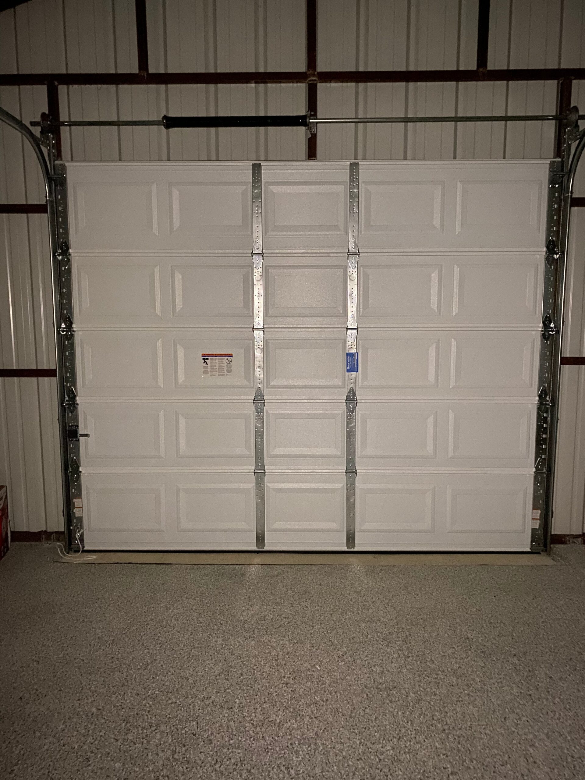 short panen white steel shop garage door