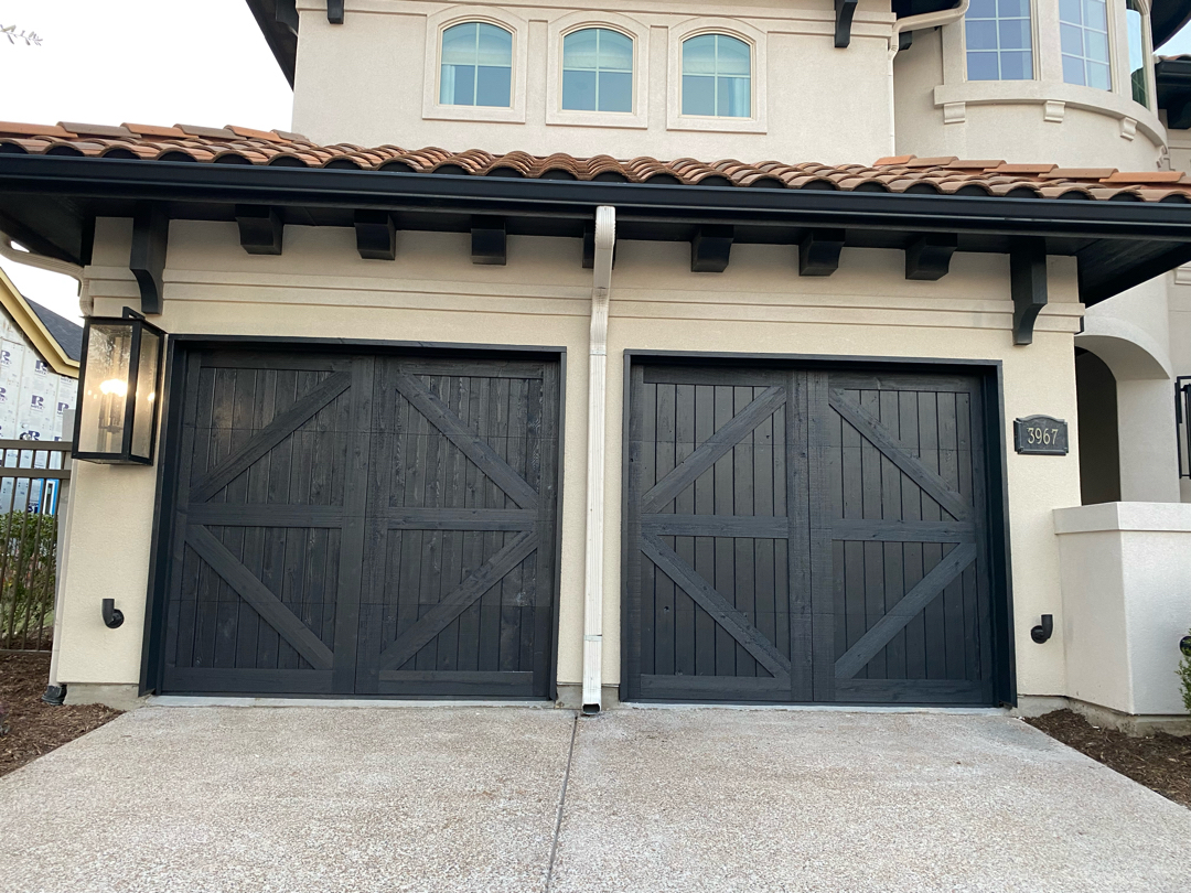 Twin cedar garage door