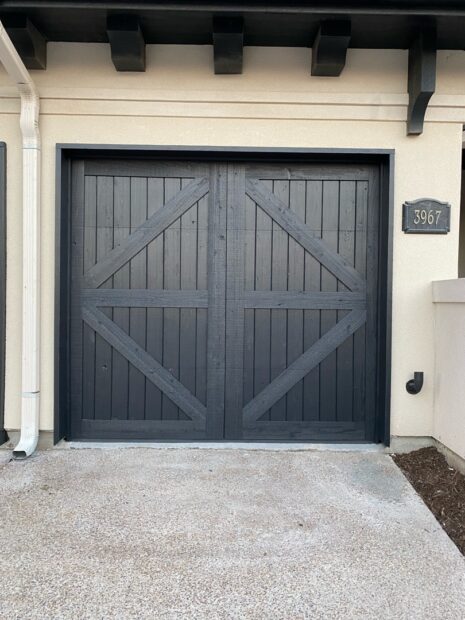 single black cedar garage door