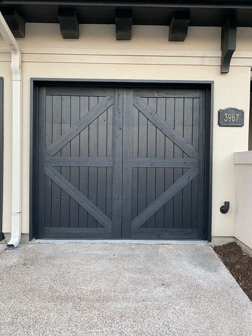 single black cedar garage door