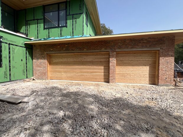 horizontal plank cedar garage doors