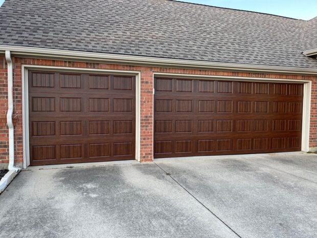 woodgrain steel garage doors